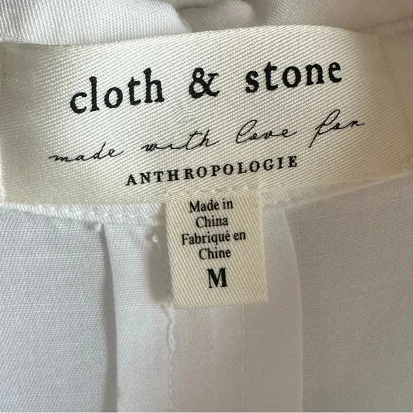 Cloth & Stone for Anthropology white button up Frayed Ruffle Western top Sz M - Picture 2 of 7